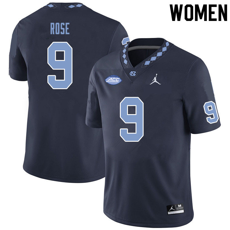Women #9 Ray Rose North Carolina Tar Heels College Football Jerseys Sale-Black